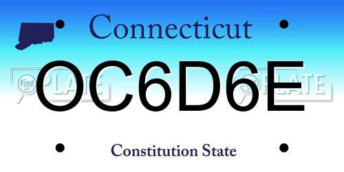 OC6D6E Connecticut License Plate