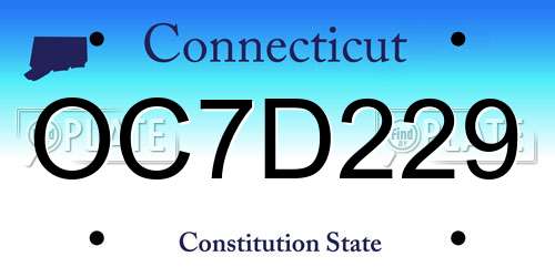OC7D229 Connecticut License Plate