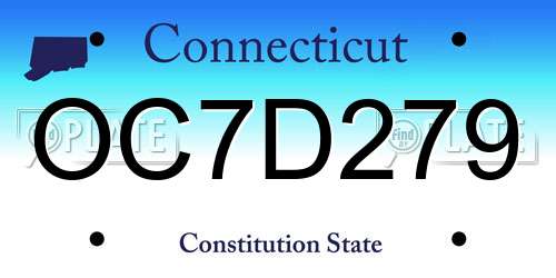 OC7D279 Connecticut License Plate