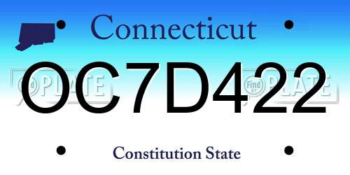 OC7D422 Connecticut License Plate