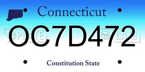 OC7D472 Connecticut License Plate