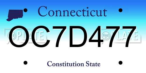 OC7D477 Connecticut License Plate