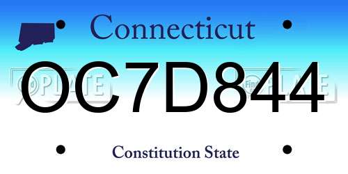 OC7D844 Connecticut License Plate