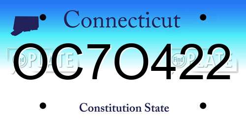 OC7O422 Connecticut License Plate