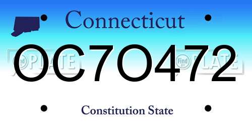 OC7O472 Connecticut License Plate
