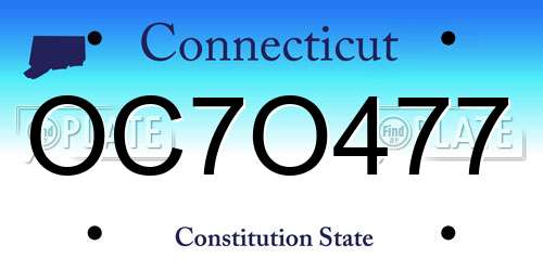 OC7O477 Connecticut License Plate