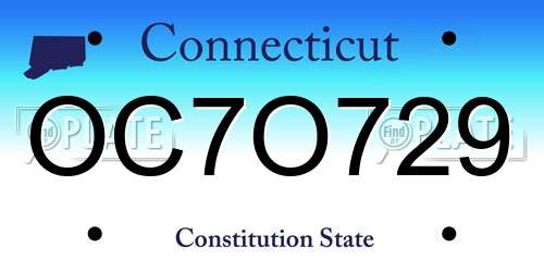 OC7O729 Connecticut License Plate