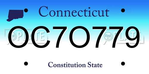 OC7O779 Connecticut License Plate