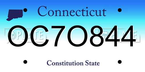 OC7O844 Connecticut License Plate