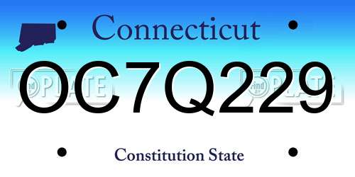 OC7Q229 Connecticut License Plate