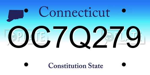 OC7Q279 Connecticut License Plate