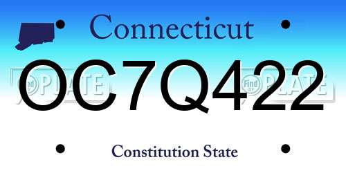 OC7Q422 Connecticut License Plate