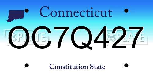 OC7Q427 Connecticut License Plate