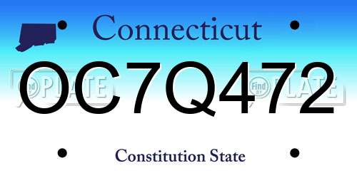OC7Q472 Connecticut License Plate