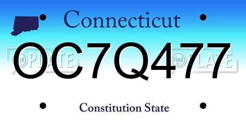 OC7Q477 Connecticut License Plate