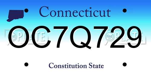 OC7Q729 Connecticut License Plate