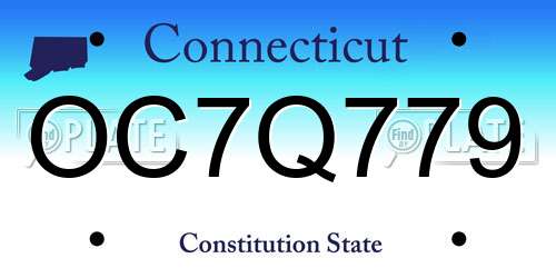 OC7Q779 Connecticut License Plate
