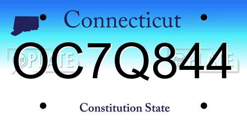 OC7Q844 Connecticut License Plate