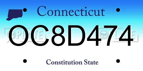 OC8D474 Connecticut License Plate