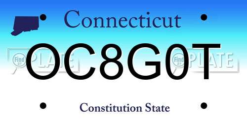 OC8G0T Connecticut License Plate