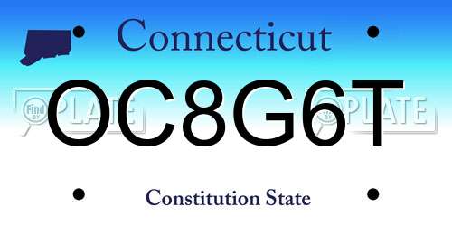 OC8G6T Connecticut License Plate