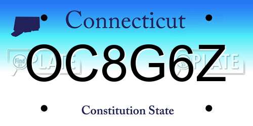 OC8G6Z Connecticut License Plate