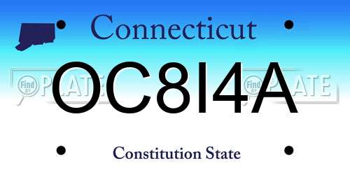 OC8I4A Connecticut License Plate