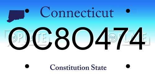 OC8O474 Connecticut License Plate
