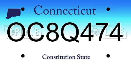OC8Q474 Connecticut License Plate