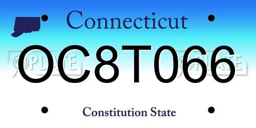 OC8T066 Connecticut License Plate