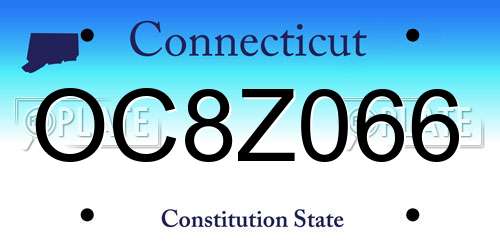 OC8Z066 Connecticut License Plate