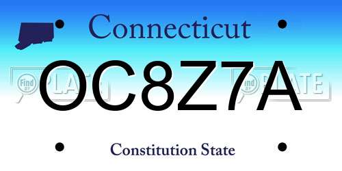 OC8Z7A Connecticut License Plate