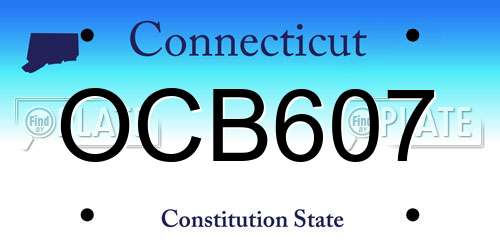 OCB607 Connecticut License Plate