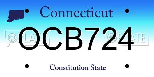 OCB724 Connecticut License Plate