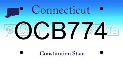OCB774 Connecticut License Plate