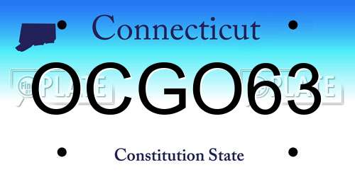 OCGO63 Connecticut License Plate