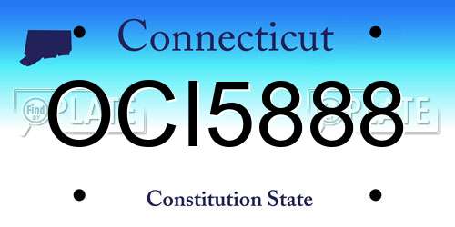 OCI5888 Connecticut License Plate