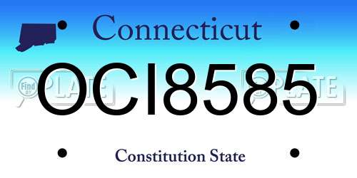 OCI8585 Connecticut License Plate