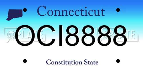 OCI8888 Connecticut License Plate