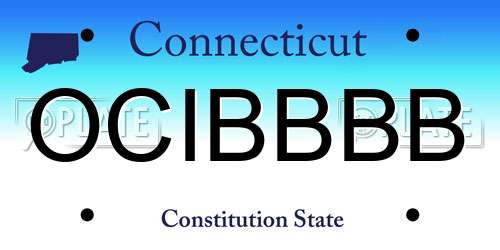 OCIBBBB Connecticut License Plate