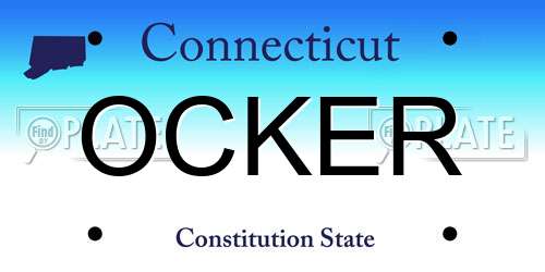 OCKER Connecticut License Plate