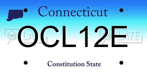 OCL12E Connecticut License Plate