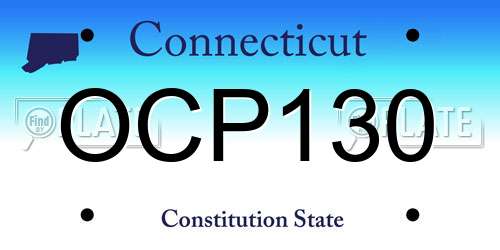 OCP130 Connecticut License Plate