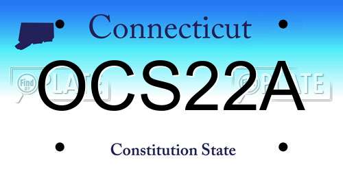 OCS22A Connecticut License Plate