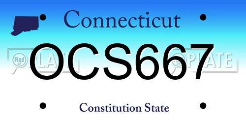 OCS667 Connecticut License Plate