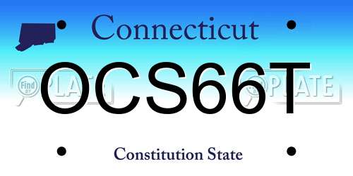 OCS66T Connecticut License Plate