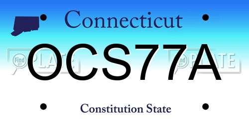 OCS77A Connecticut License Plate