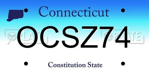 OCSZ74 Connecticut License Plate