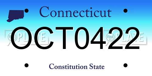 OCT0422 Connecticut License Plate
