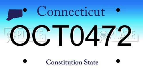 OCT0472 Connecticut License Plate
